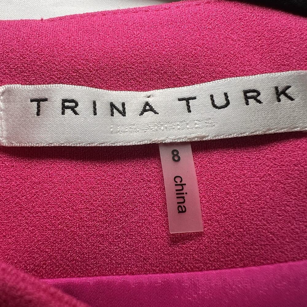 Trina Turk Coco Dress Size 8 Pink Orange Colorblock Sunset Sleeveless Tie Belt - Picture 4 of 12